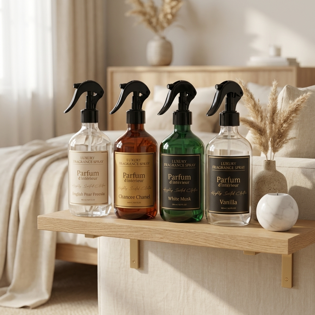 Noavana interieurparfum collectie 4 geuren wandplank woonkamer