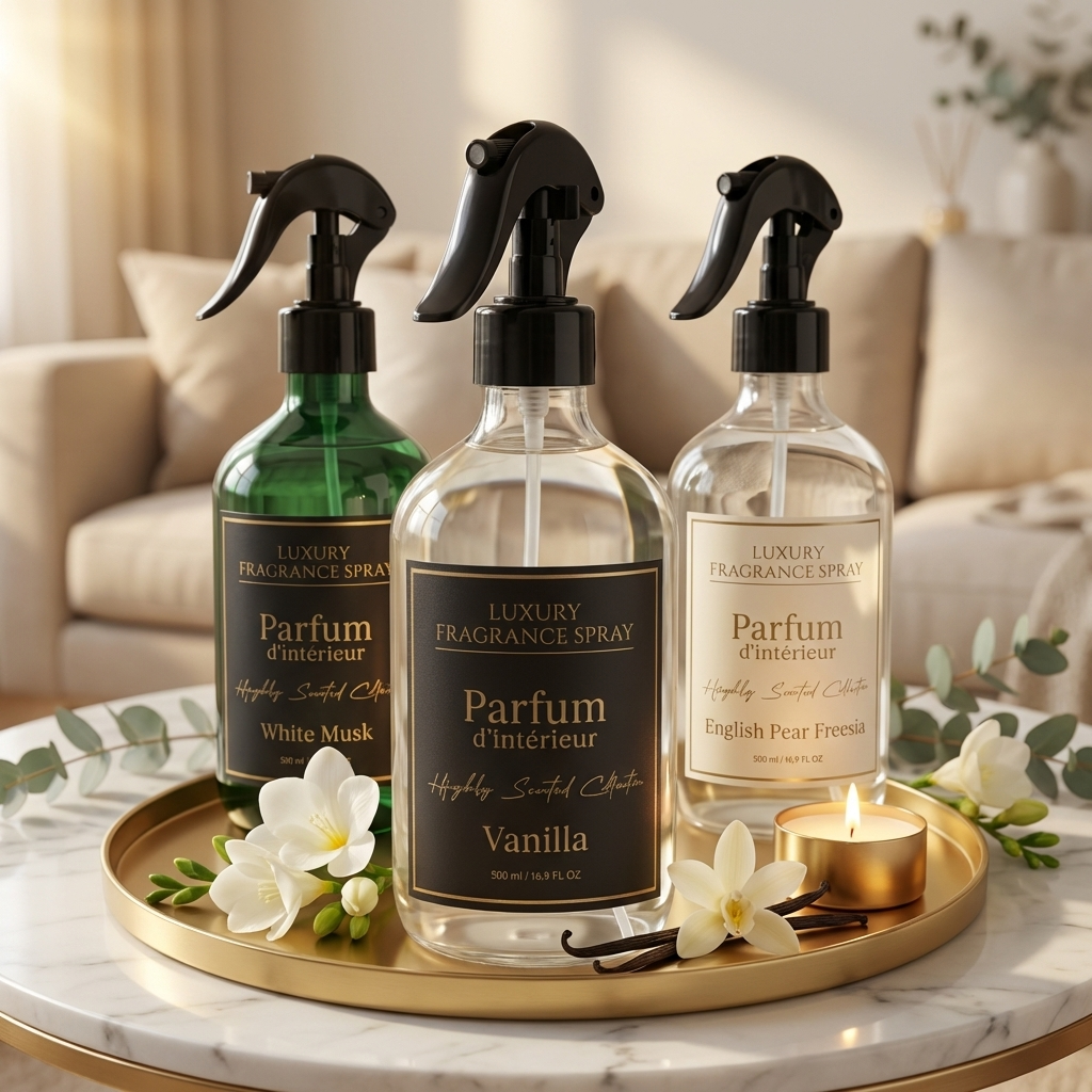 Noavana Signature Trio Vanilla White Musk English Pear Freesia gouden tray